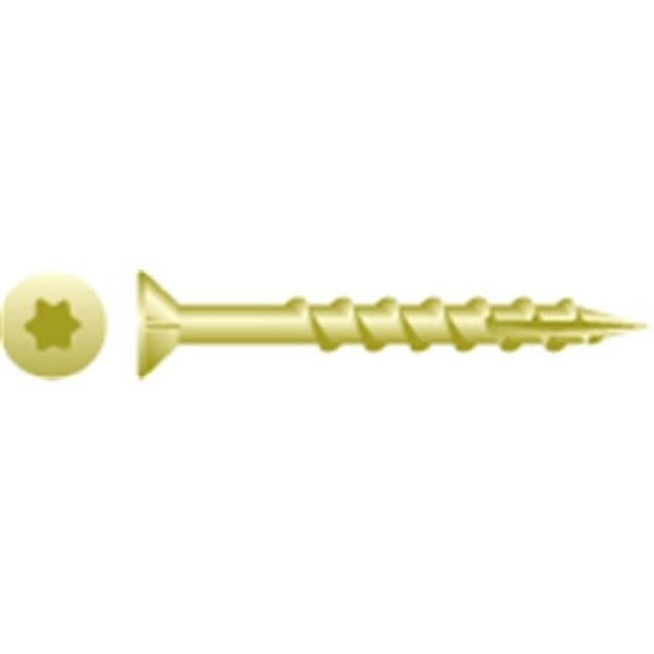 Strong-Point Wood Screw, #9, Zinc Yellow Stainless Steel Flat Head Torx Drive XT922Y